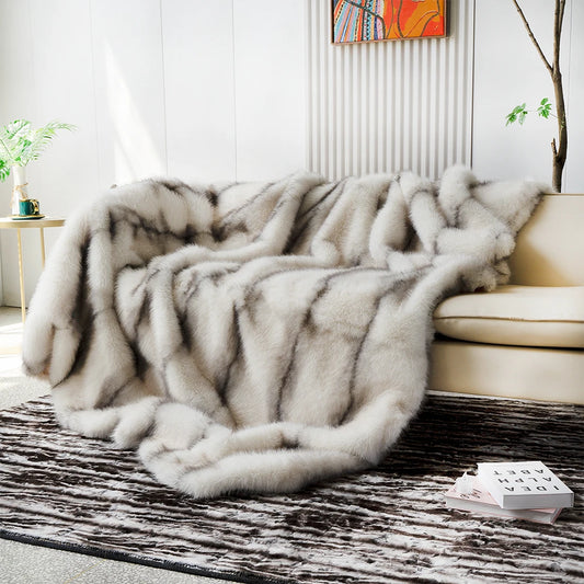 Plush Fur Blanket Marble
