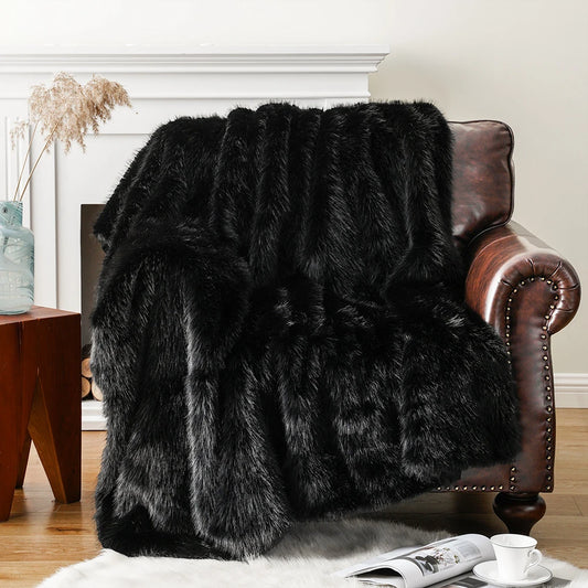 Plush Fur Blanket Raven