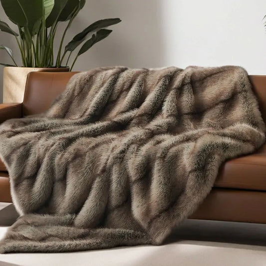 Plush Fur Blanket Mocha