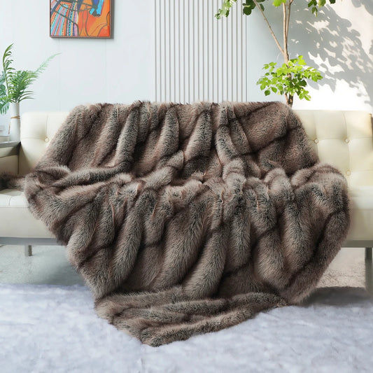 Plush Fur Blanket Mocha