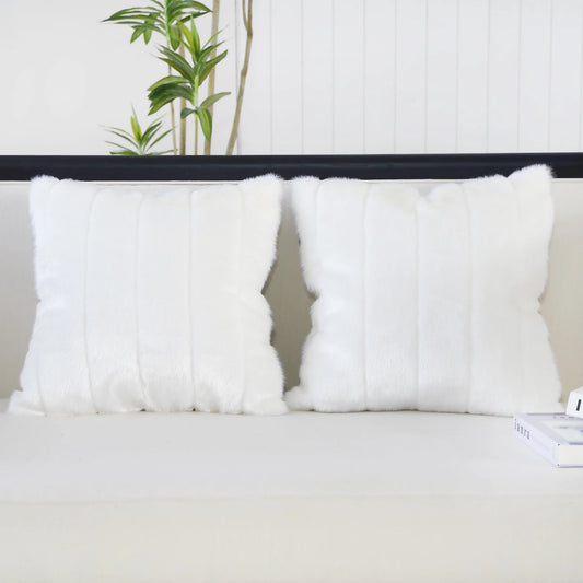 Fur Pillow Case White