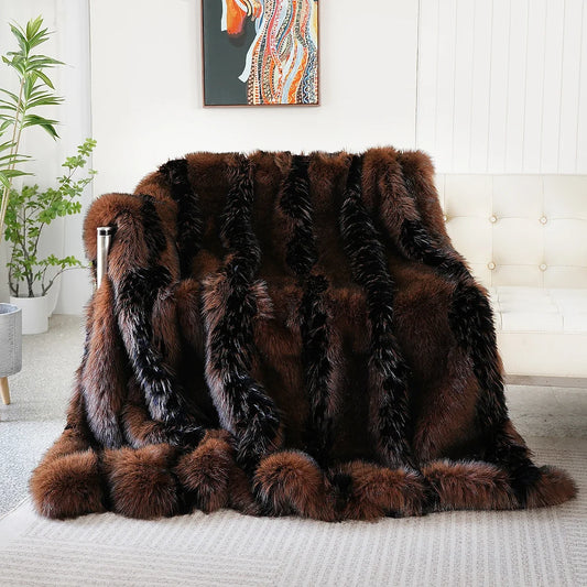 Plush Fur Blanket Coffee