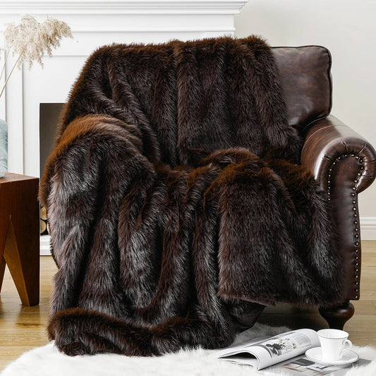 Plush Fur Blanket Truffle