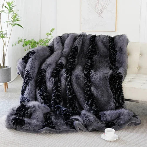 Plush Fur Blanket Grey